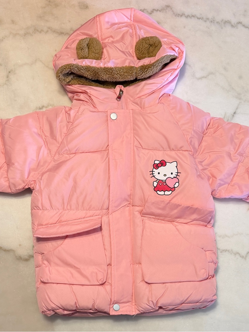 Pink Hello Kitty Puffer Jacket with Hood